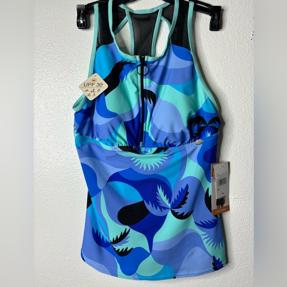 ZeroXposur Blue and Black Tank Running Swim NWT